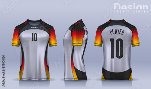 t-shirt sport design template, Soccer jersey mockup for football club. uniform front and back view.	