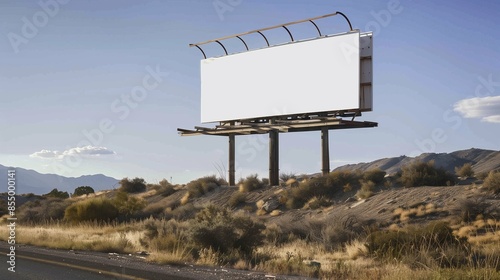 Minimalist Clean Blank Billboard in Outdoor Setting: Versatile Advertising Space with Clear and Simple Background for Branding and Marketing Concepts
