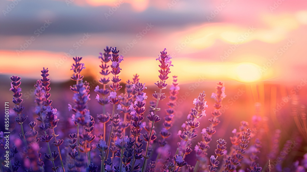Fototapeta premium lavender field at sunset