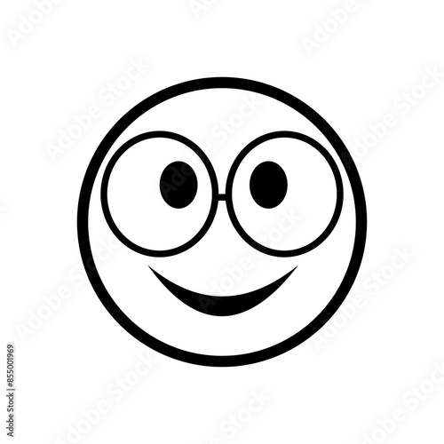 Black and white smiling emoticon vector