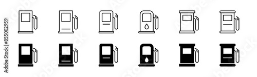 Gas station icon. Petrol station line and glyph. Gas station icon collection.