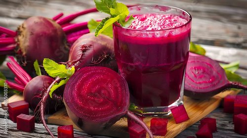 Beetroot smothie in glass, healthy drink