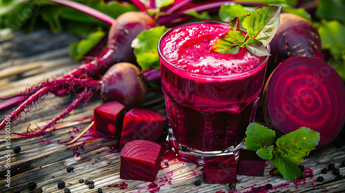Beetroot smothie in glass, healthy drink