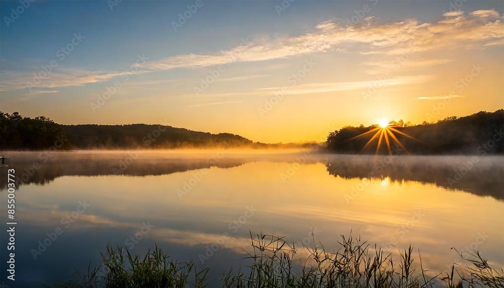 Obraz premium sunrise over lake