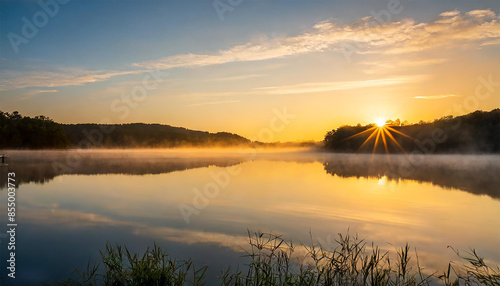 Fototapeta Naklejka Na Ścianę i Meble -  sunrise over lake