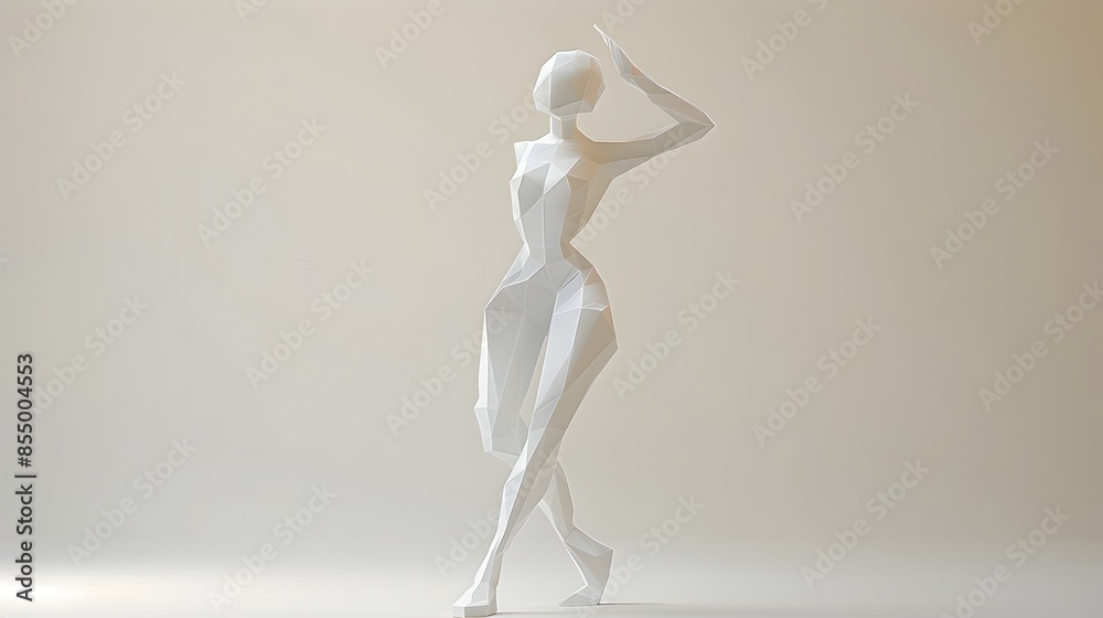 Graceful Nude Female Figure in Minimalist Studio Environment Graceful Nude Female Figure in Minimalist Studio Environment