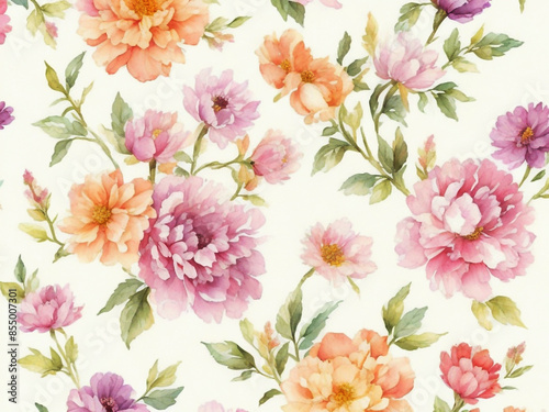 Tropical exotic pink red black orchid smaller wild flowers jungle palm leaves liquid fluid painted watercolor Hand drawn Enigmatic Spring summer season Blooming seamless flower blossom pattern design