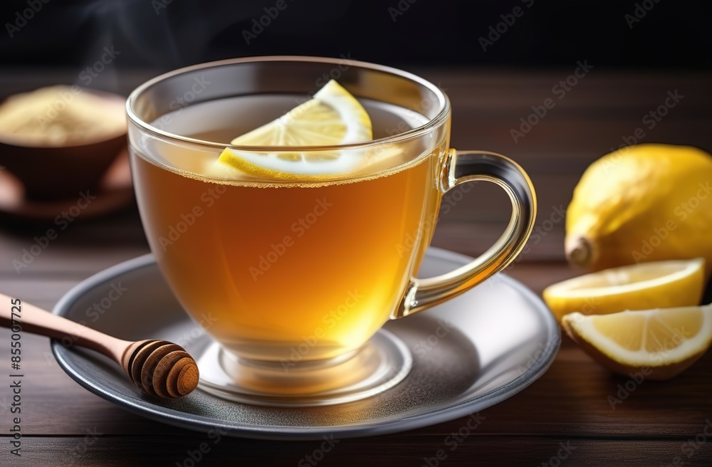 Breackfast, cup of tea with lemon Breackfast, cup of tea with lemon