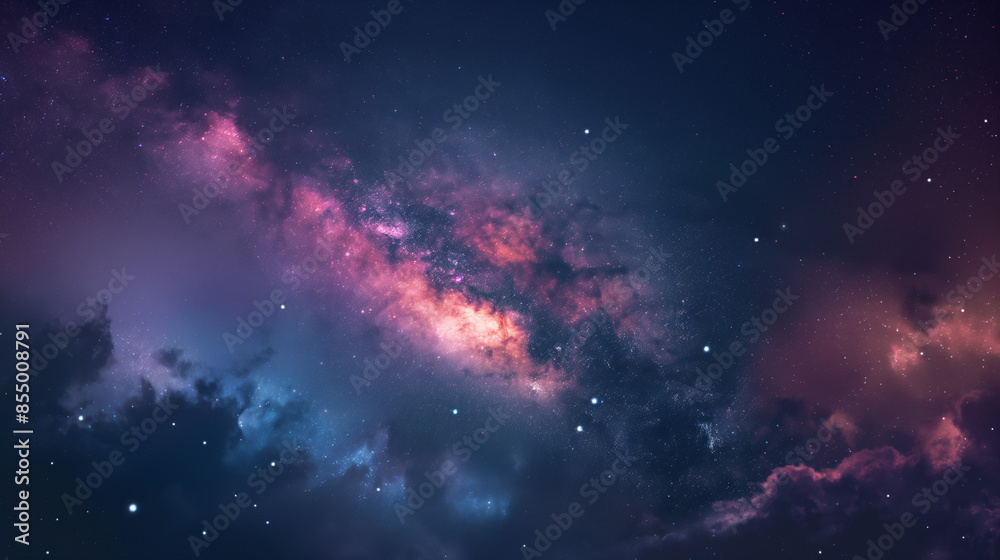 Fototapeta premium Bright Galaxy in Starry Night Sky. Space Background