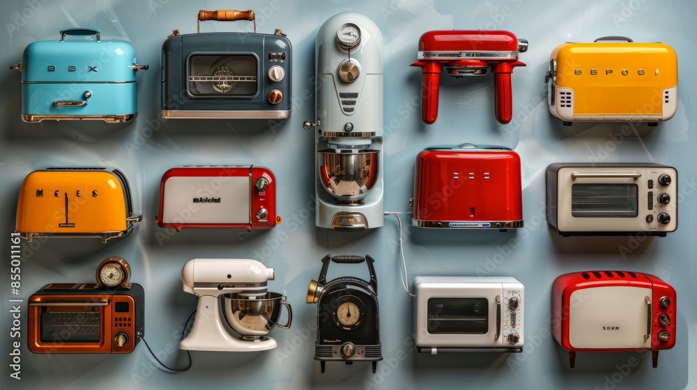 Retro Kitchen Appliances: Illustrate old-fashioned kitchen appliances ...