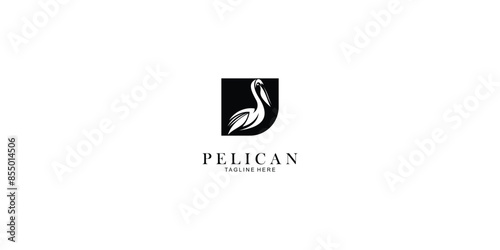 Simple pelican bird logo design with unique concept ,premium vector