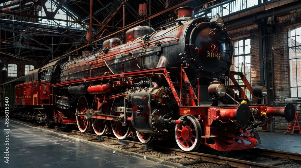 Steam locomotive, renovated, looks like a model but is real. Generative AI Steam locomotive, renovated, looks like a model but is real. Generative AI