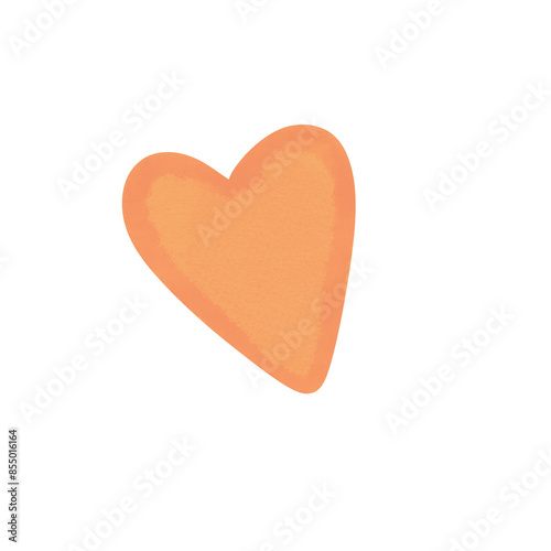Watercolor illustration of a orange heart isolated on a white background.