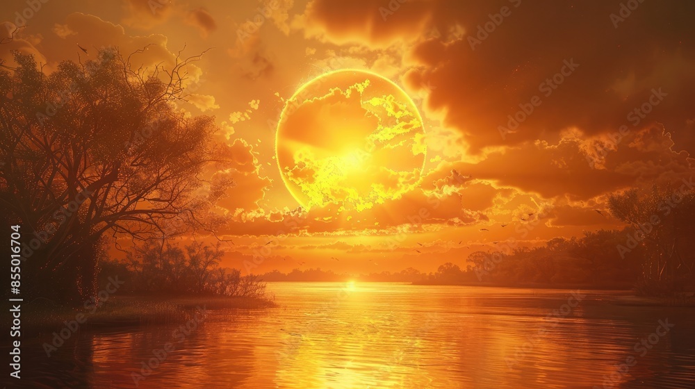 A sun that provides life-giving energy like a beautiful woman. Generative AI A sun that provides life-giving energy like a beautiful woman. Generative AI