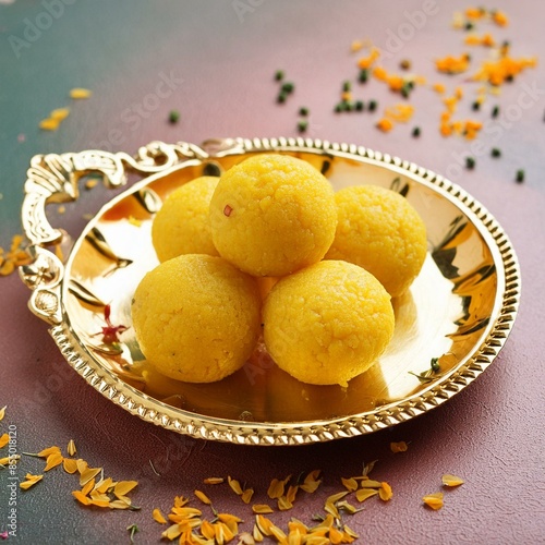 Indian sweet food besan laddu photo