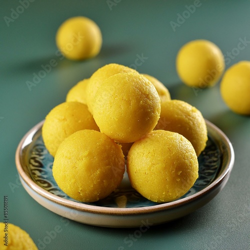 Indian sweet food besan laddu photo