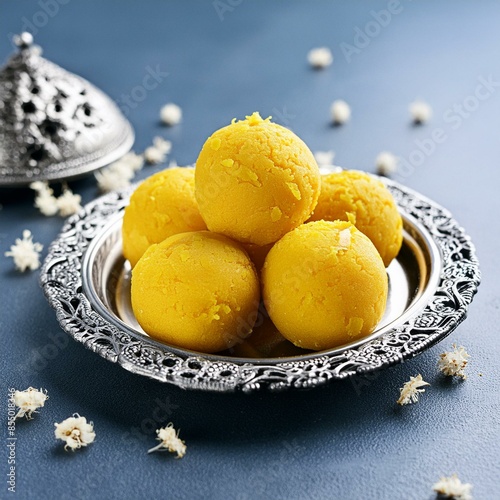 Indian sweet food besan laddu photo