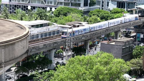 BANGKOK, THAILAND -  JUNE 27, 2023: BTS Onnut station, One of the stations in Bangkok BTS Skytrain.