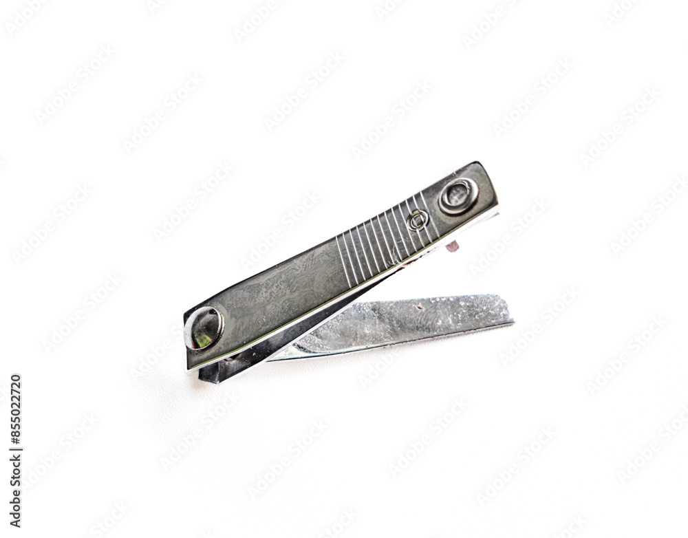 Cut nail clippers metal. Isolated on white background Cut nail clippers metal. Isolated on white background