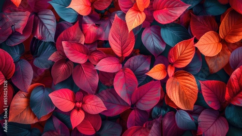 Wallpaper Mural Red nature color background with beautiful colorful leaves Torontodigital.ca