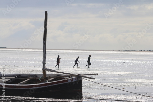 Costa do Sol, Mariscadoras na maré vazia photo