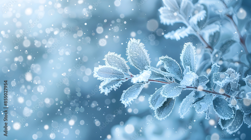 a tree branch shrouded in frost on a snowy background a tree branch shrouded in frost on a snowy background