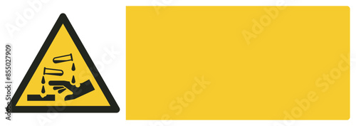ISO warning safety signs_warning ; corrosive substance your custom message here landscape size 1/2 a4,a3,a2,a1