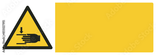 ISO warning safety signs_warning ; crushing of hands your custom message here landscape size 1/2 a4,a3,a2,a1