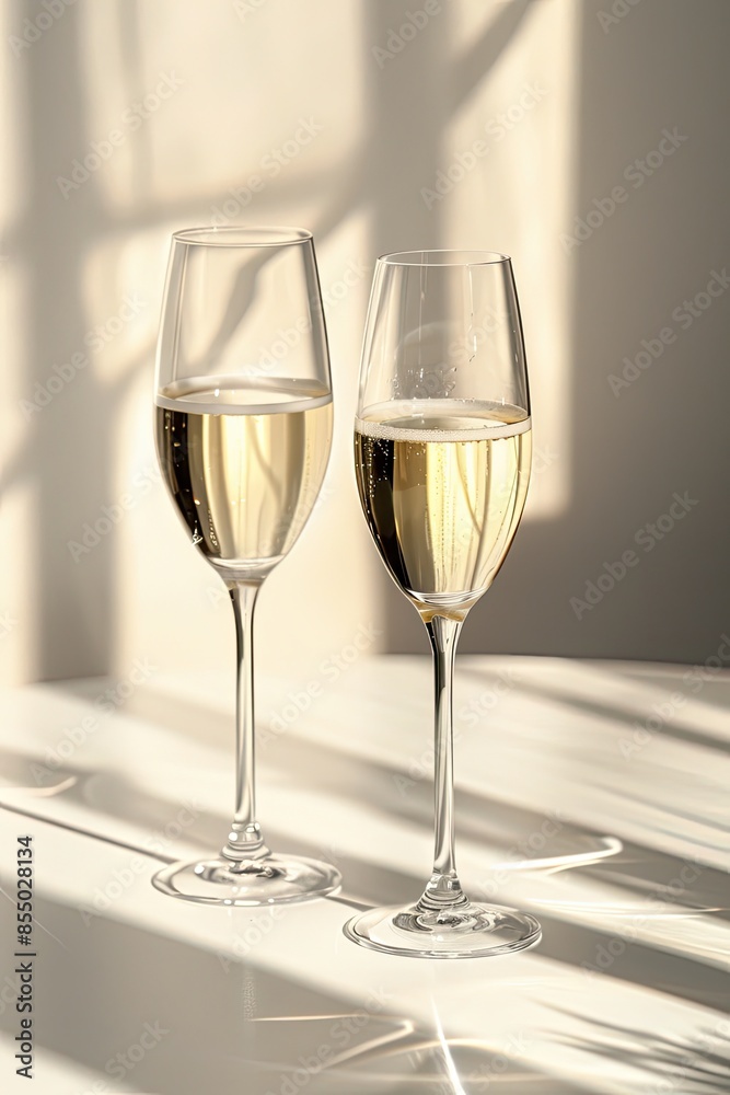 Sparkling Wine Glasses in Sunlight Art Sparkling Wine Glasses in Sunlight Art