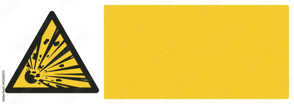 ISO warning safety signs_warning ; explosive your custom message here landscape size 1/2 a4,a3,a2,a1