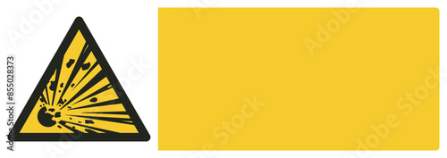 ISO warning safety signs_warning ; explosive your custom message here landscape size 1/2 a4,a3,a2,a1