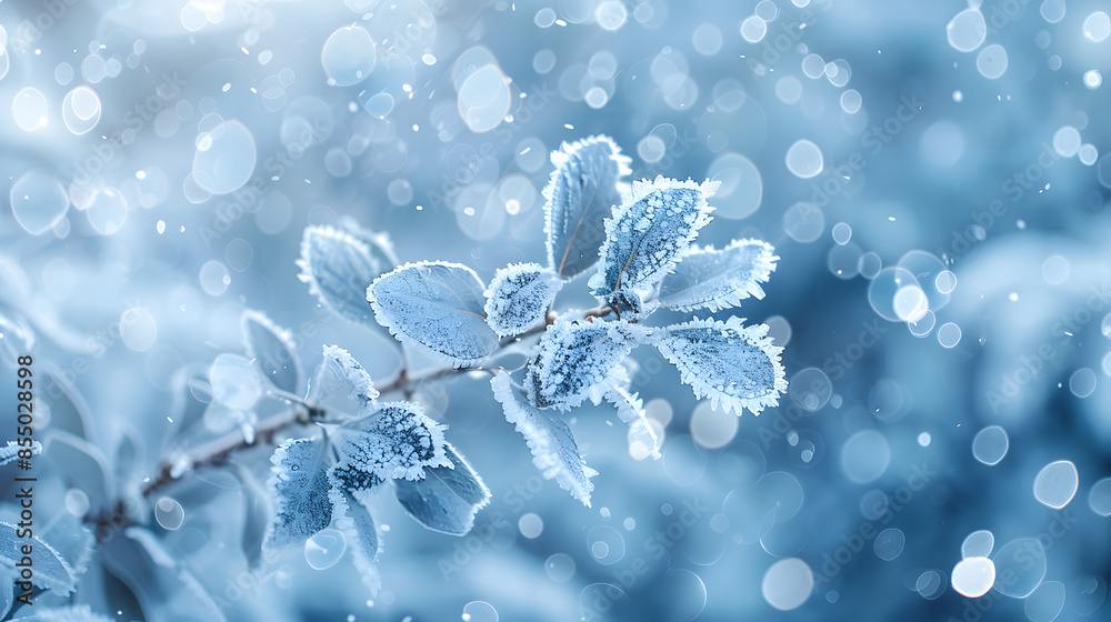 a tree branch shrouded in frost on a snowy background a tree branch shrouded in frost on a snowy background