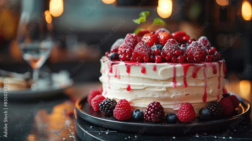 Exquisite Classics Party Cake with Vibrant Decorations Exquisite Classics Party Cake with Vibrant Decorations