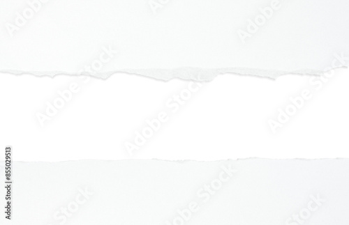 Gap in ripped white paper isolated on transparent background