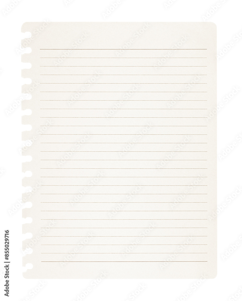 Blank lined notepaper isolated on transparent background Blank lined notepaper isolated on transparent background