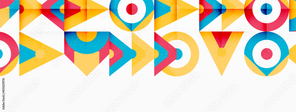 Obraz premium Colorful circle and triangle abstract background. Template for wallpaper, banner, presentation, background
