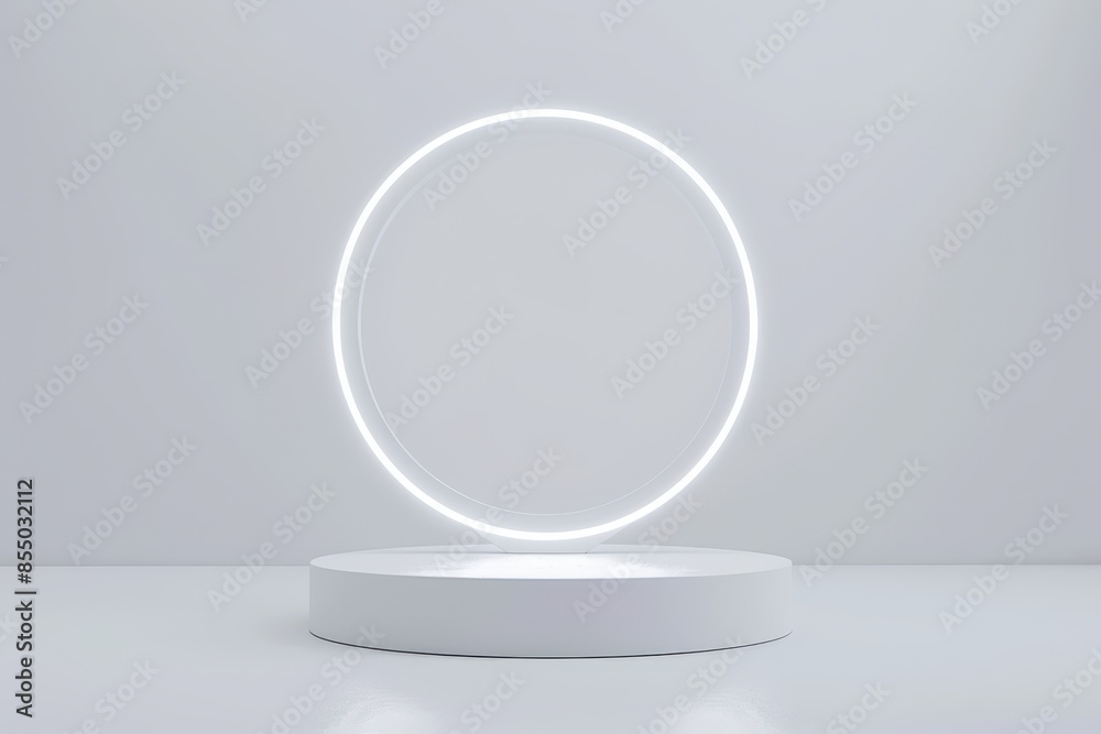 Modern podium background with 3D light tech, abstract game stage, product display circle, white design ring, studio scene. Modern podium background with 3D light tech, abstract game stage, product display circle, white design ring, studio scene.