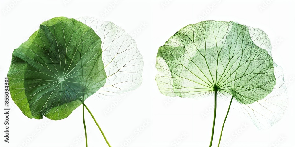 Obraz premium Lotus leaf photos on a white background using ethef