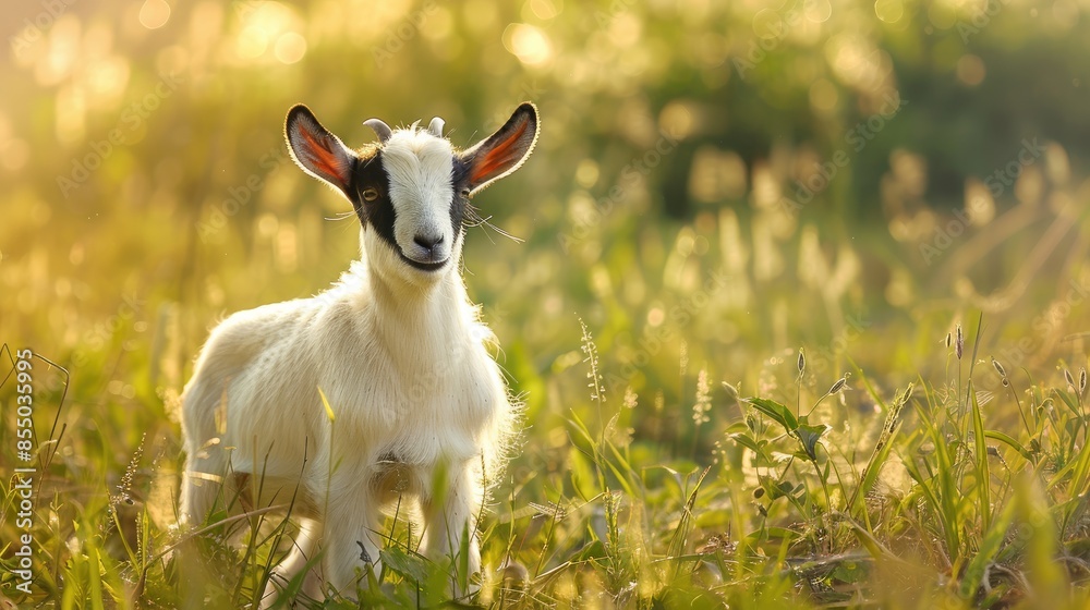 Goat in meadow with space for text Ranching Goat in meadow with space for text Ranching