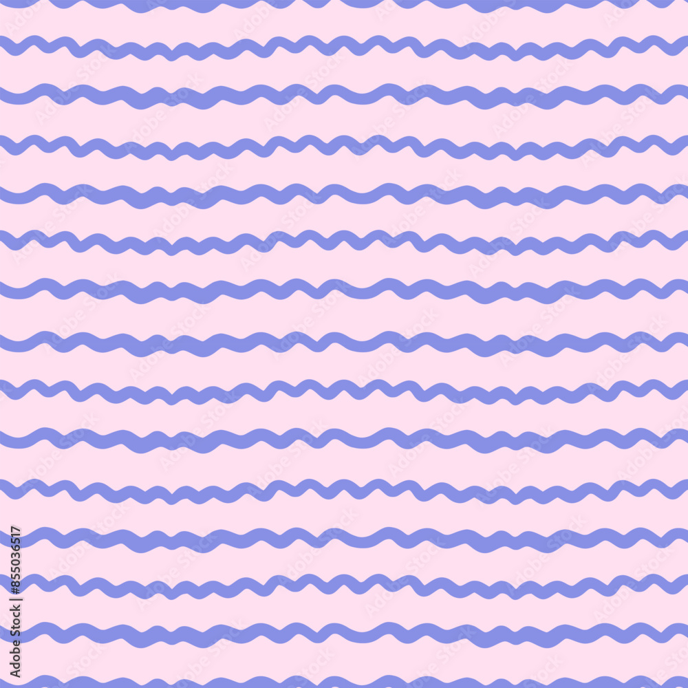 Vector simple abstract seamless pattern. Repeating background with blue wavy lines in hand drawn style. Design for fabric, wallpaper, wrapping paper, cover, poster, invitation Vector simple abstract seamless pattern. Repeating background with blue wavy lines in hand drawn style. Design for fabric, wallpaper, wrapping paper, cover, poster, invitation