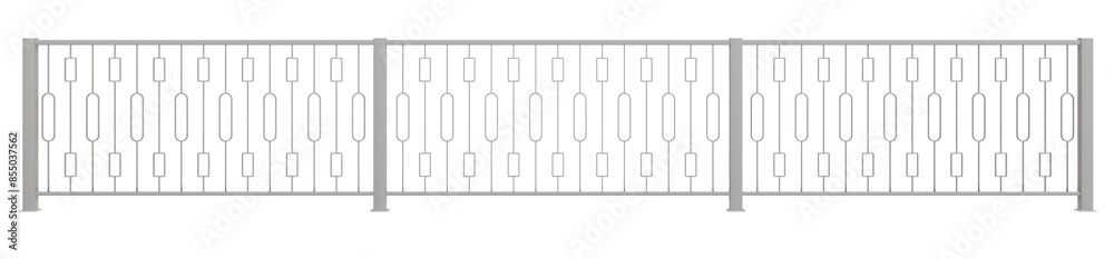 Fototapeta premium 3D design asset showcases a captivating fusion: a modern balustrade with sleek metal and Art Deco-inspired details (transparent background).