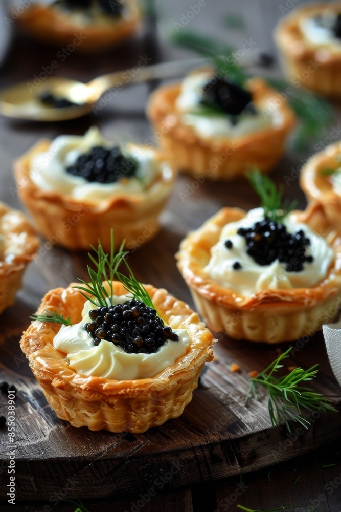 Tartlets with caviar and curd cheese Tartlets with caviar and curd cheese