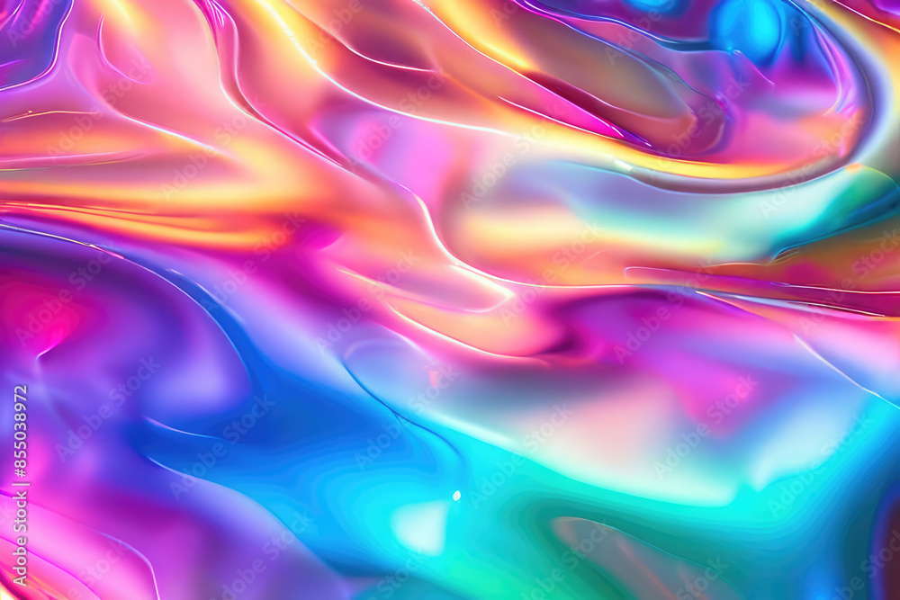 Abstract wavy colorful gradient glass background. Reflective bright surface. Abstract wavy colorful gradient glass background. Reflective bright surface.