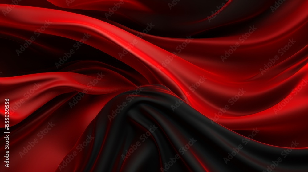 Dramatic Red and Black Fabric Waves