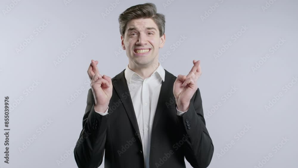 Mature 30s Businessman Praying, Begs Apologize, Guilty on White. Hopeful Prayer Mature 30s Businessman Praying, Begs Apologize, Guilty on White. Hopeful Prayer