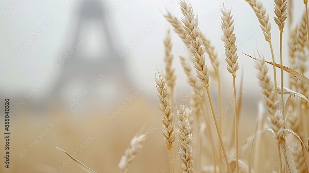 Fototapeta premium Wheat Stalks and the Eiffel Tower