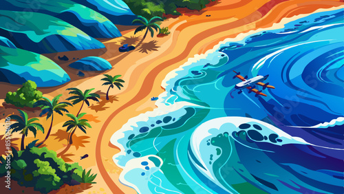 Landscape beautiful summer panorama wide horizon look viewpoint shore open sea beach cloud clean and blue sky background calm nature ocean wave water.