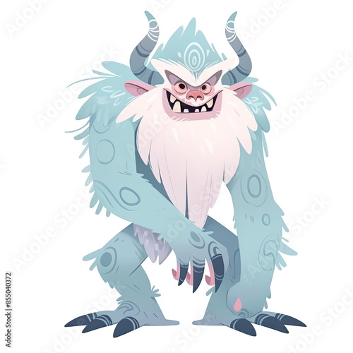 blue yeti monster smiling, cartoon style clip art preview