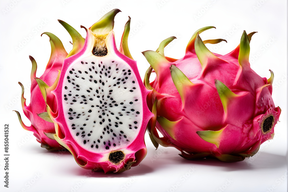 dragon fruit isolated on white background, full depth of field dragon fruit isolated on white background, full depth of field