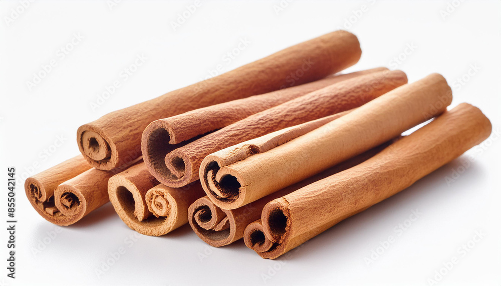 Cinnamon sticks isolated on white background. Spice for cooking. Aromatic condiment. Cinnamon sticks isolated on white background. Spice for cooking. Aromatic condiment.